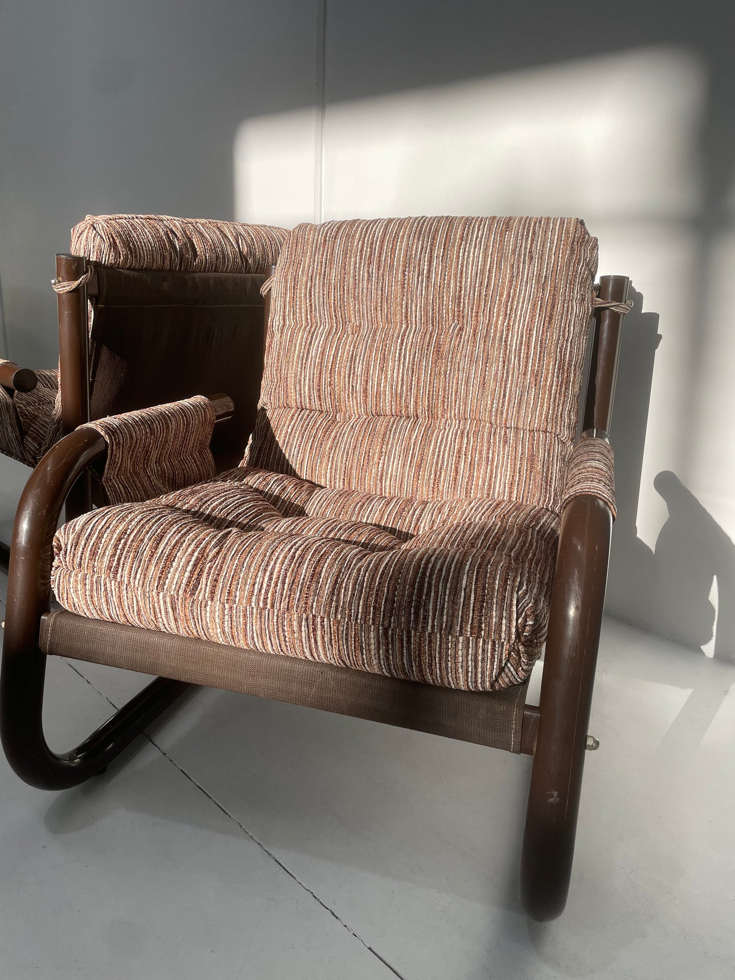 Brown Tubular Armchair - Two Available