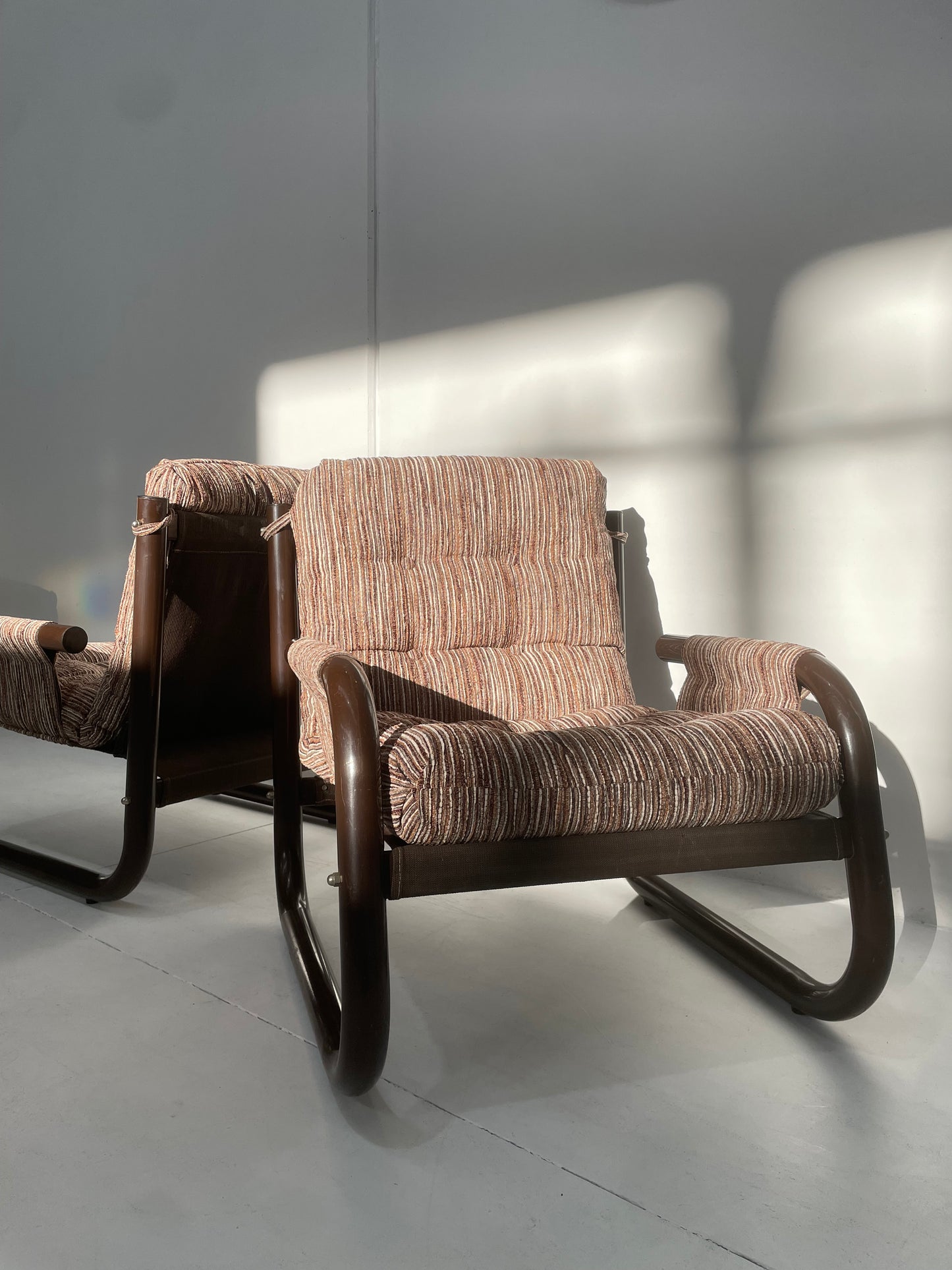 Brown Tubular Armchair - Two Available