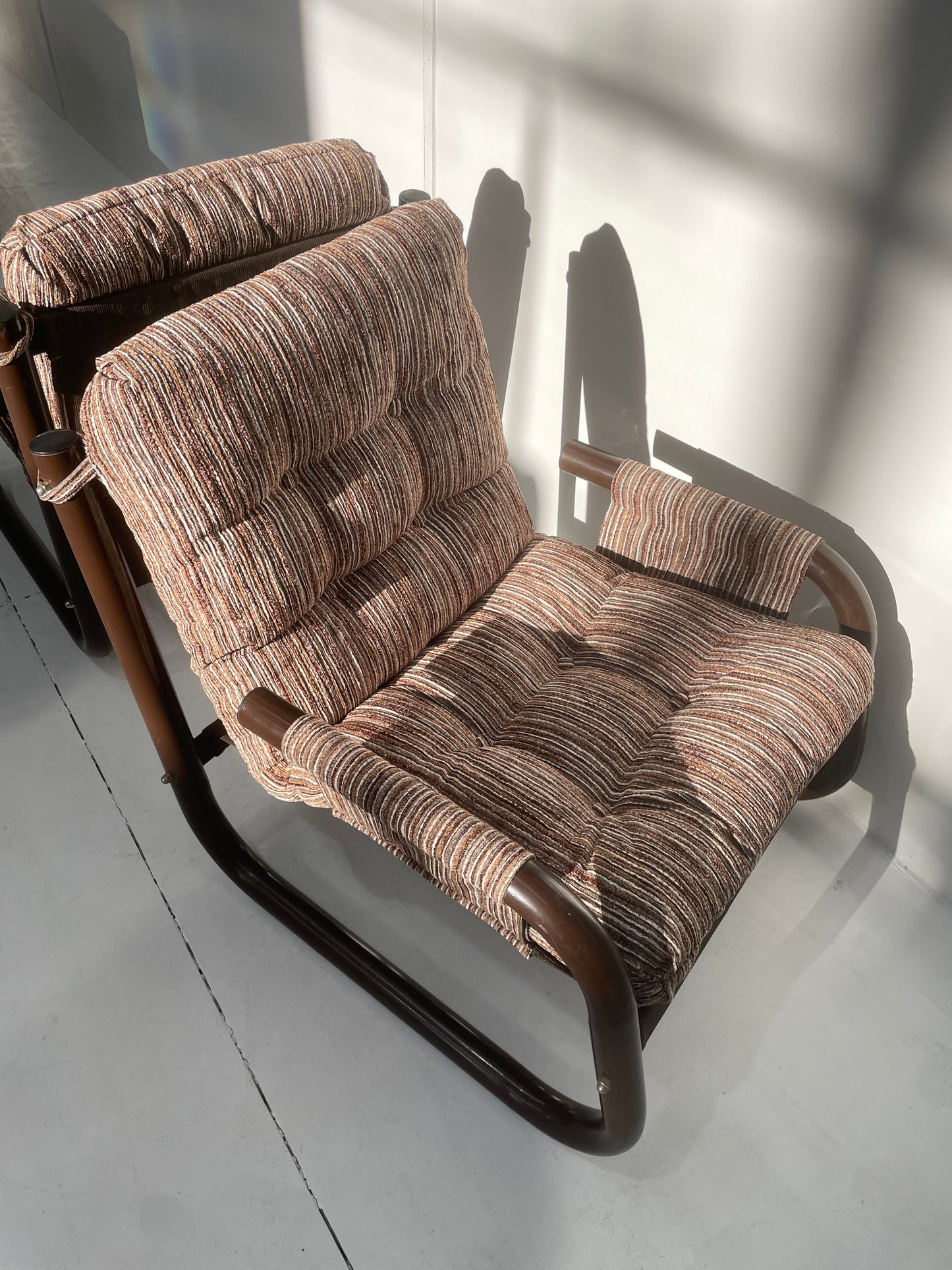 Brown Tubular Armchair - Two Available