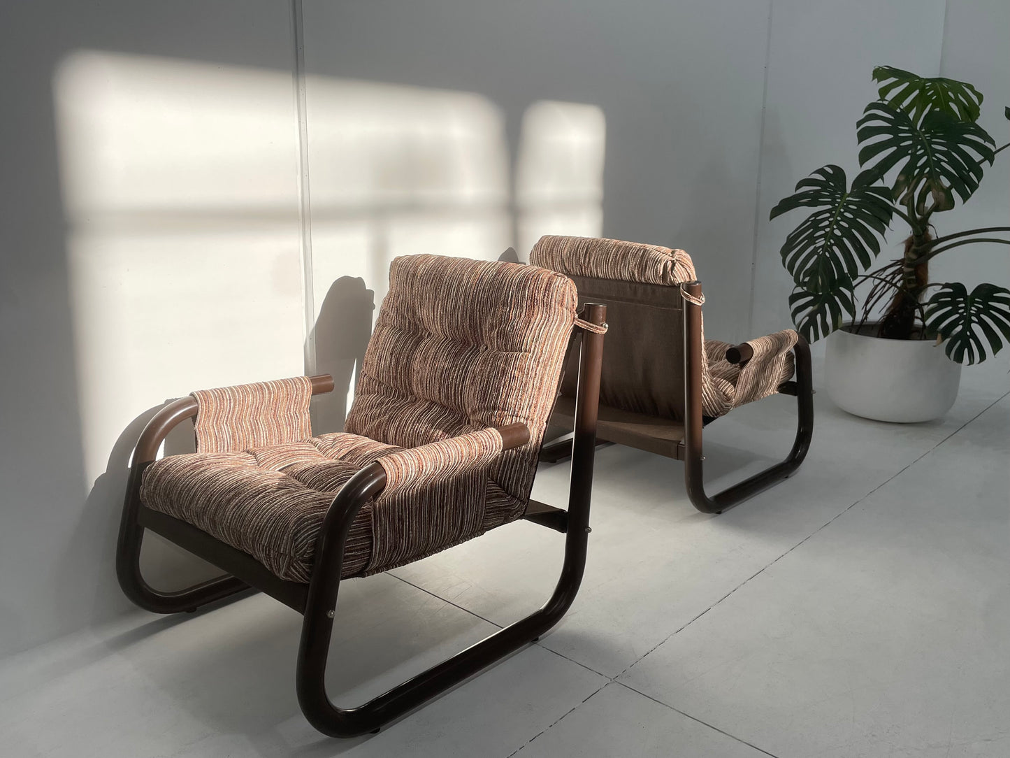 Brown Tubular Armchair - Two Available