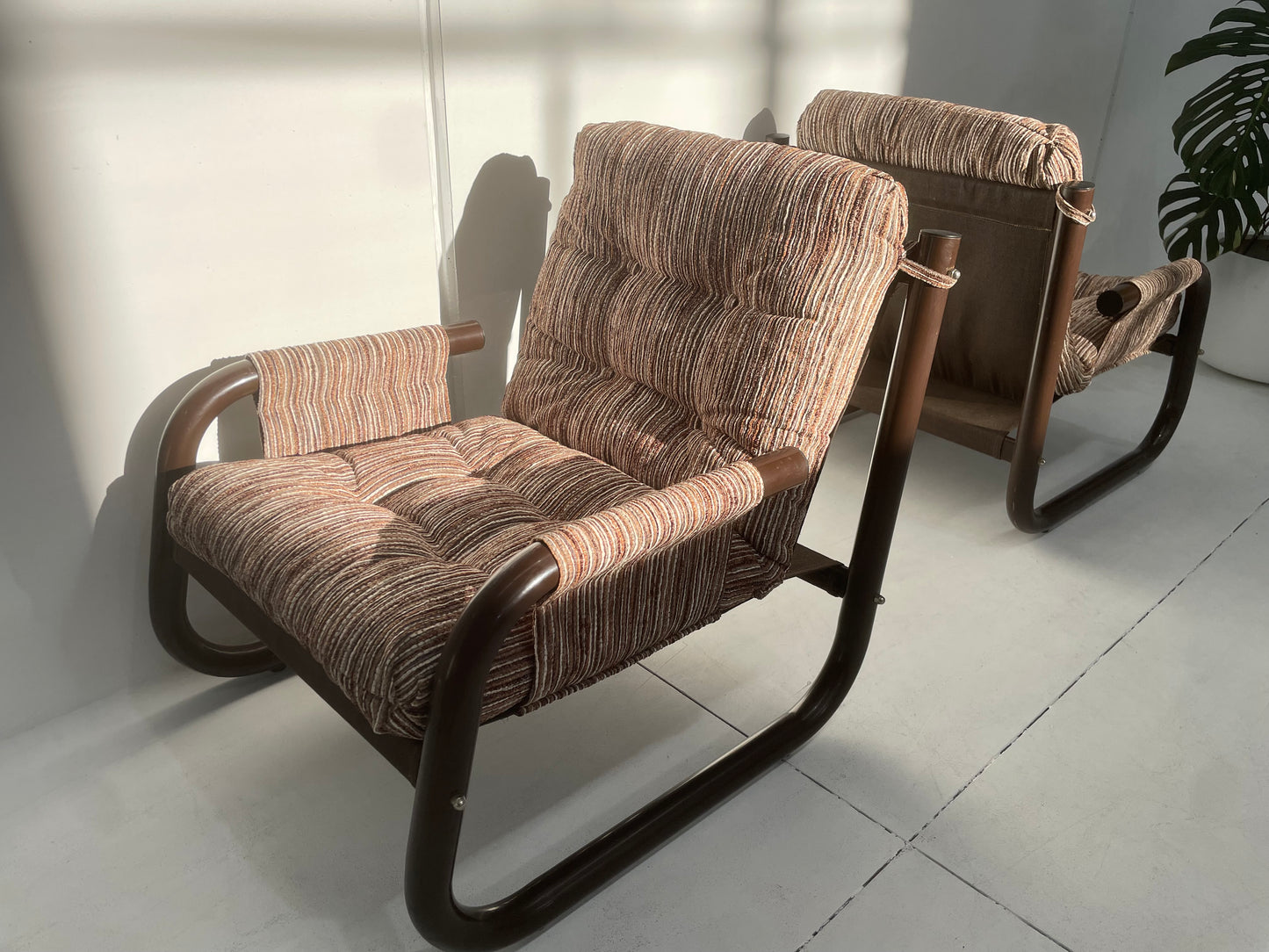 Brown Tubular Armchair - Two Available