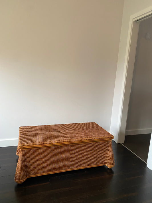 Vintage Draped Wicker Coffee Table / Chest