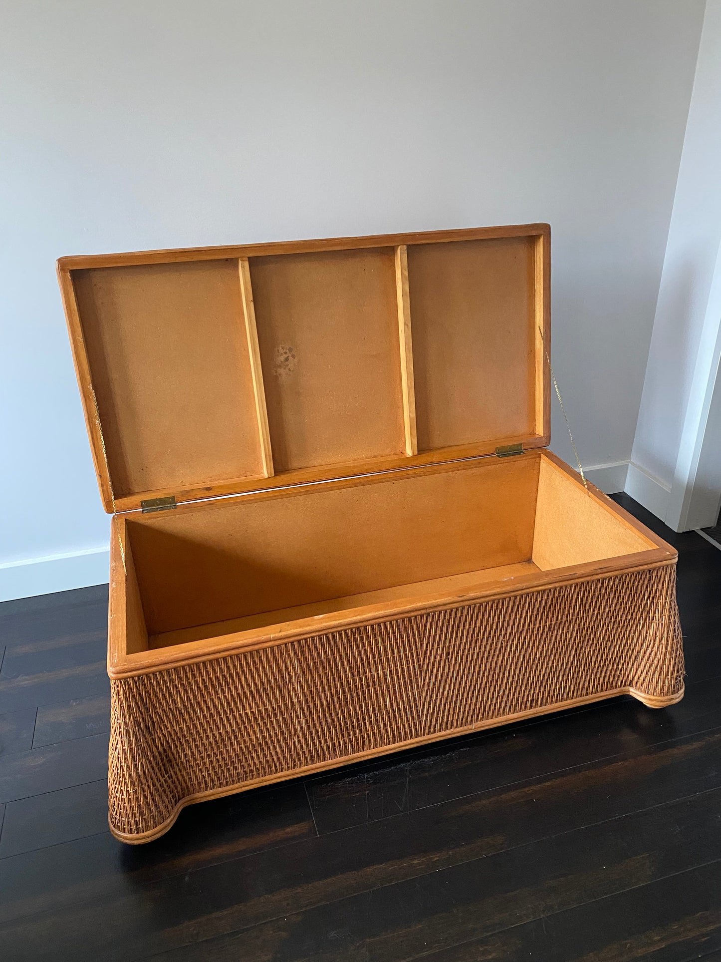 Vintage Draped Wicker Coffee Table / Chest