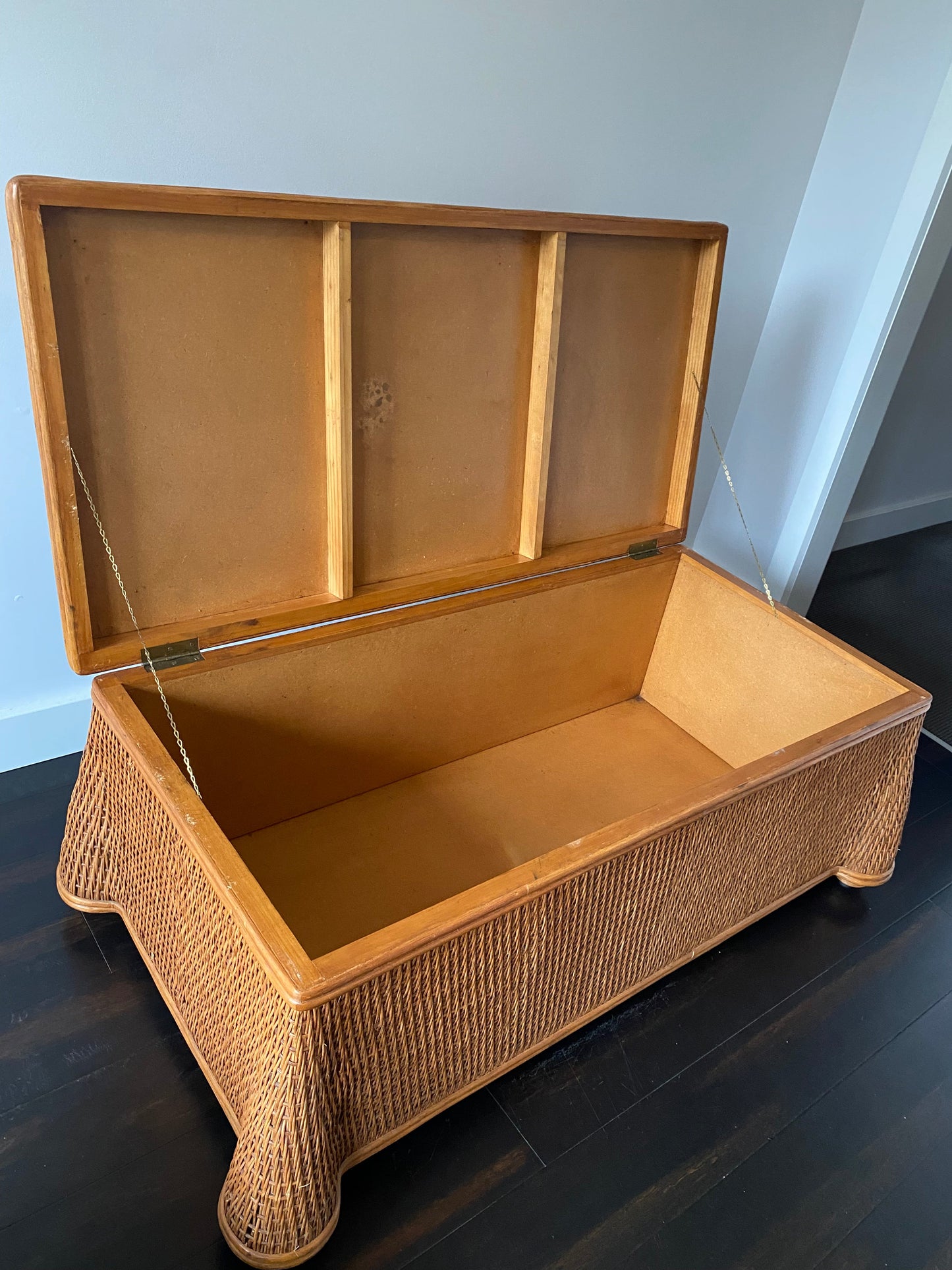 Vintage Draped Wicker Coffee Table / Chest