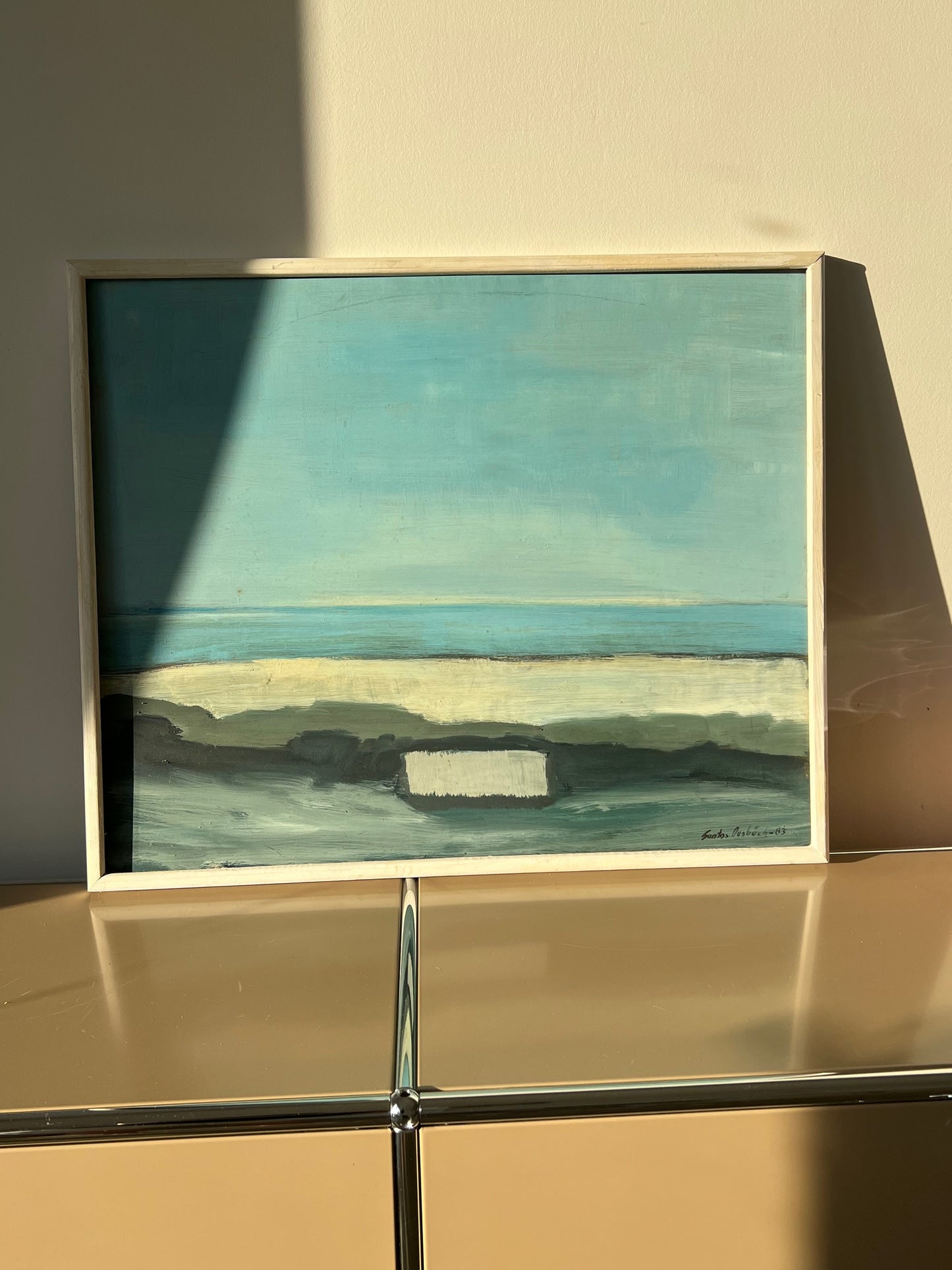 Vintage modernist landscape beach painting