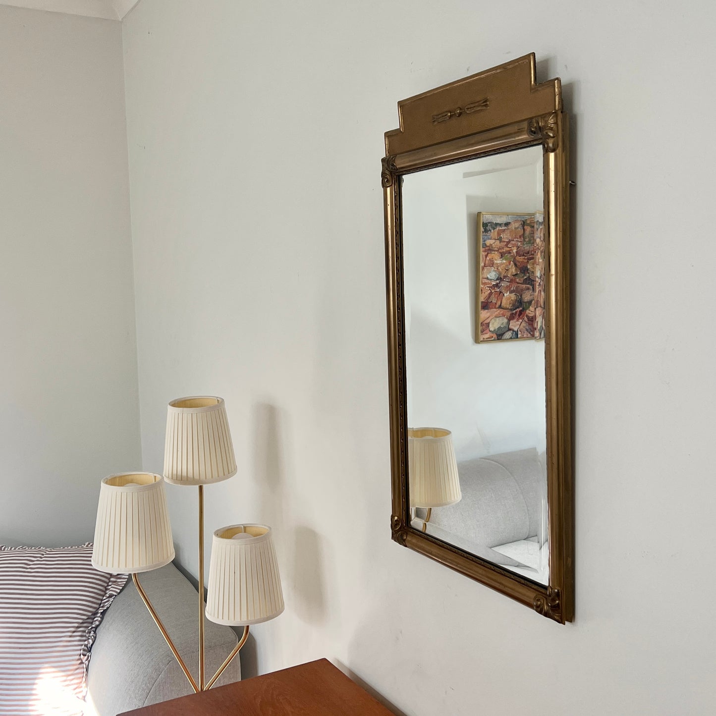 1920s Swedish Mirror with Sheaf-of-Wheat Detailing
