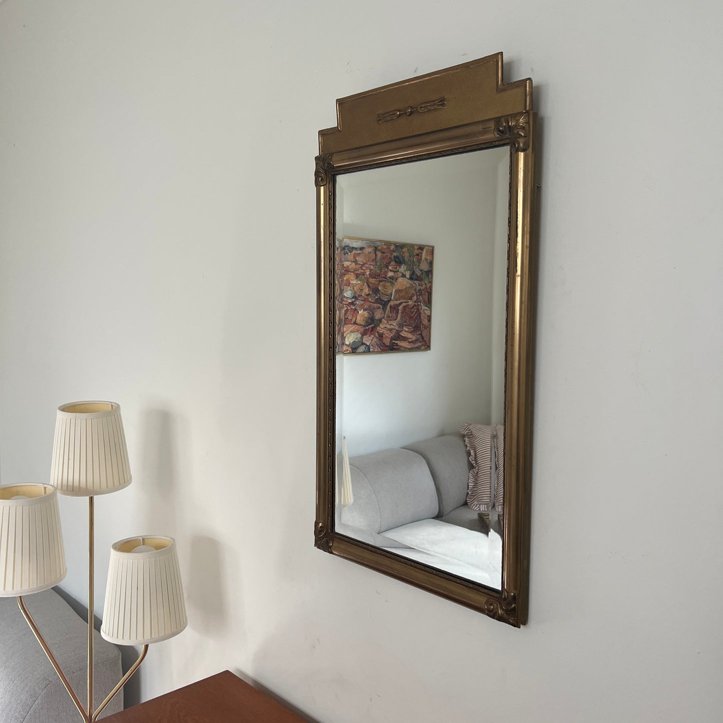 1920s Swedish Mirror with Sheaf-of-Wheat Detailing