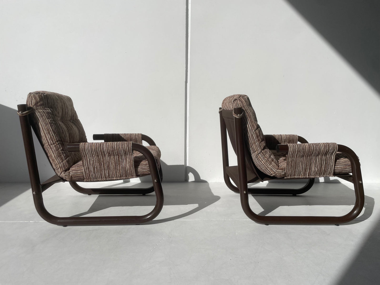 Brown Tubular Armchair - Two Available