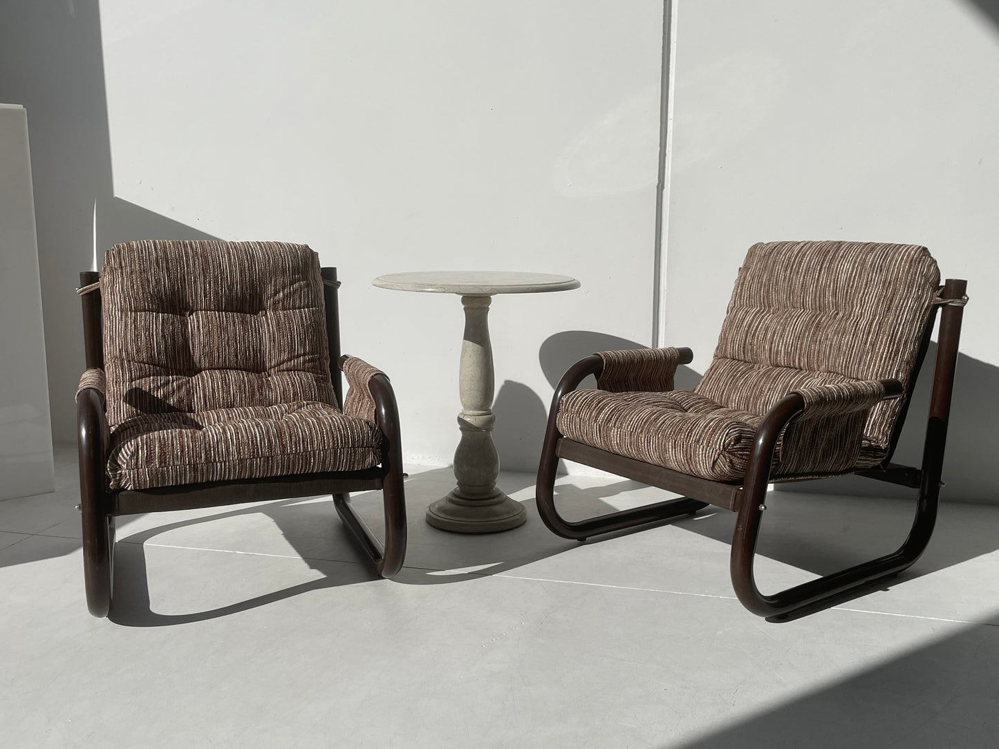 Brown Tubular Armchair - Two Available