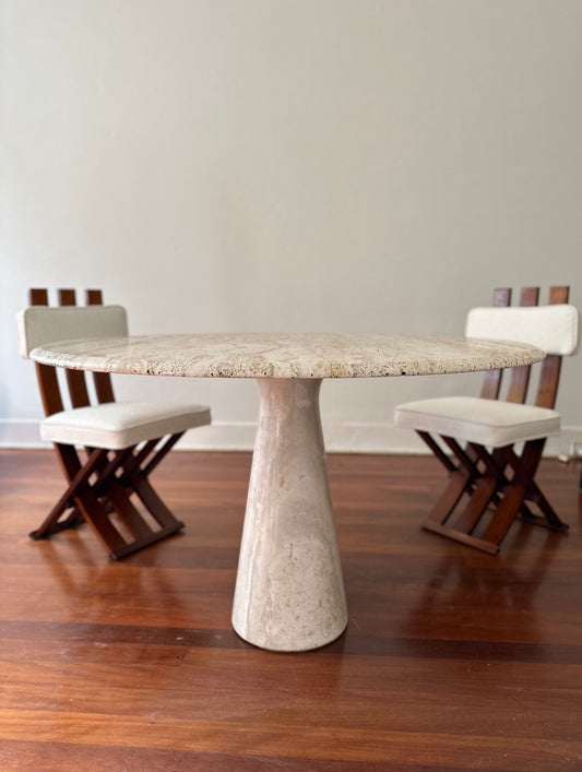 - Travertine Tulip Base Dining Table