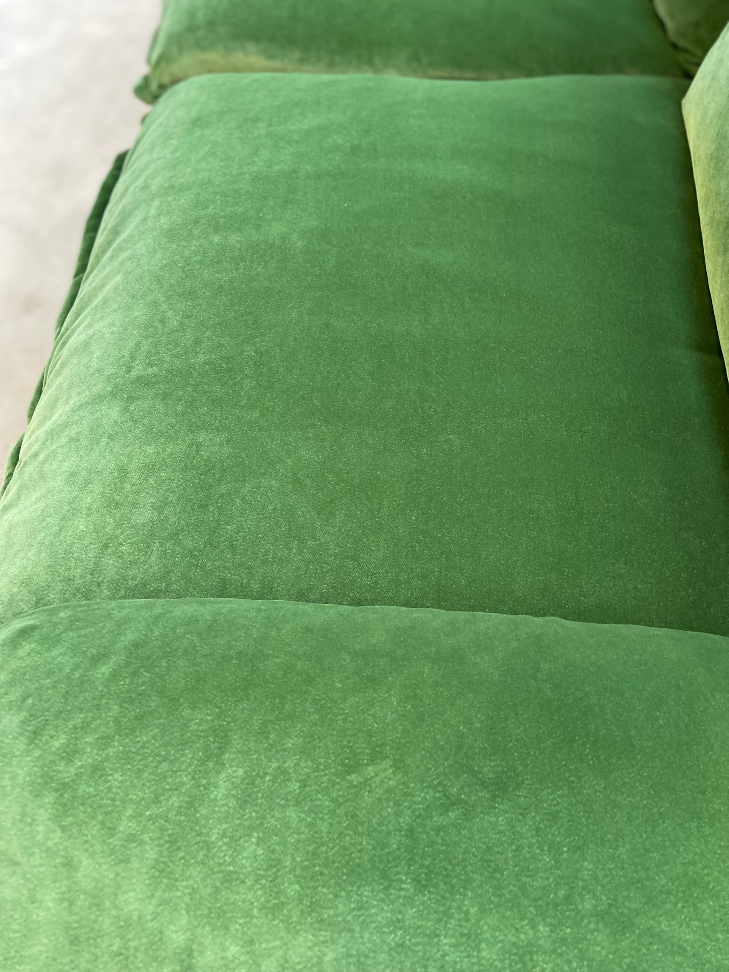 Green Velvet Retro Sofa - Four Seater