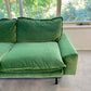 Green Velvet Retro Sofa - Four Seater