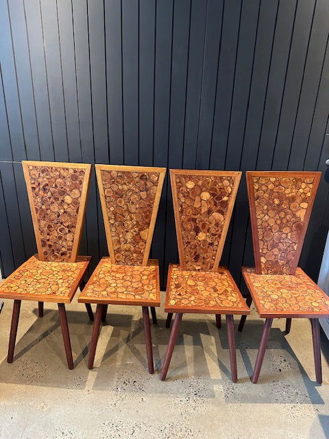 Set of Four Handcrafted Vintage Dining Chairs