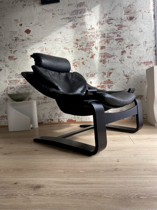 Swedish Kroken Leather Lounge Chair - Ake Fribytter for Nelo Möbel