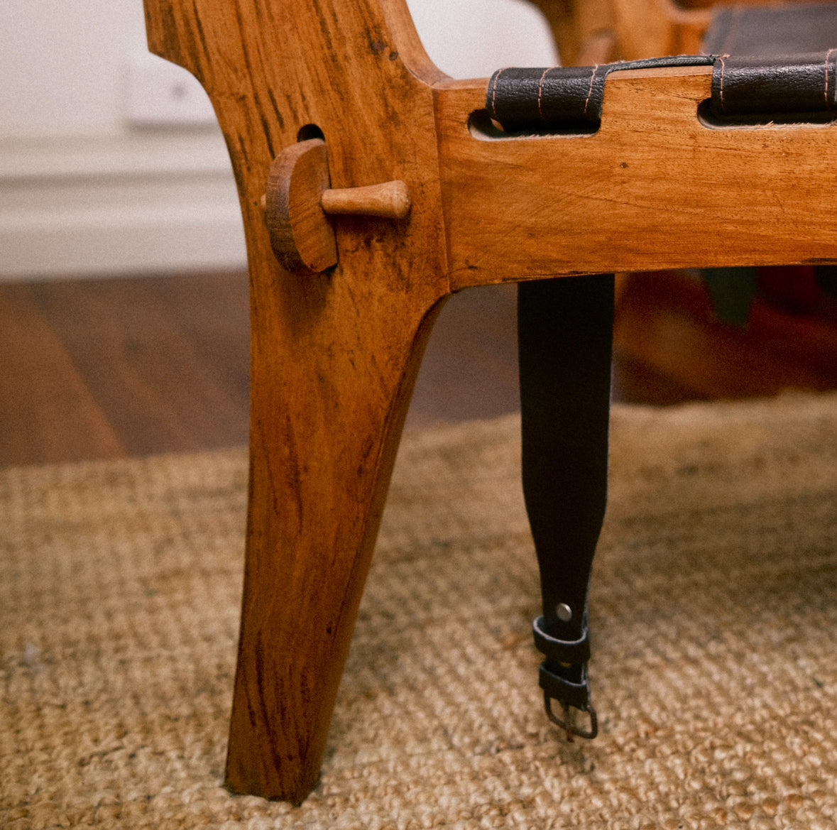 Angel I. Pazmino Rosewood and Leather Safari Chair