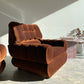 - Vintage Tufted Chocolate Velvet Armchair