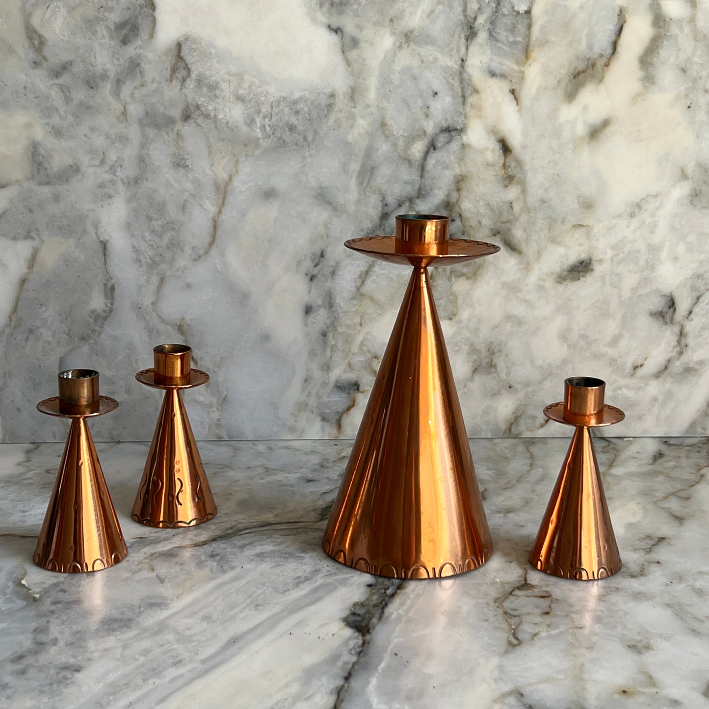 Set of Danish Copper Candle Holders, 1970s