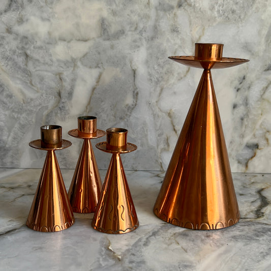 Set of Danish Copper Candle Holders, 1970s