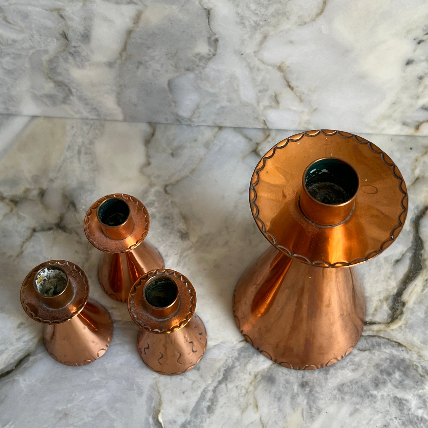 Set of Danish Copper Candle Holders, 1970s