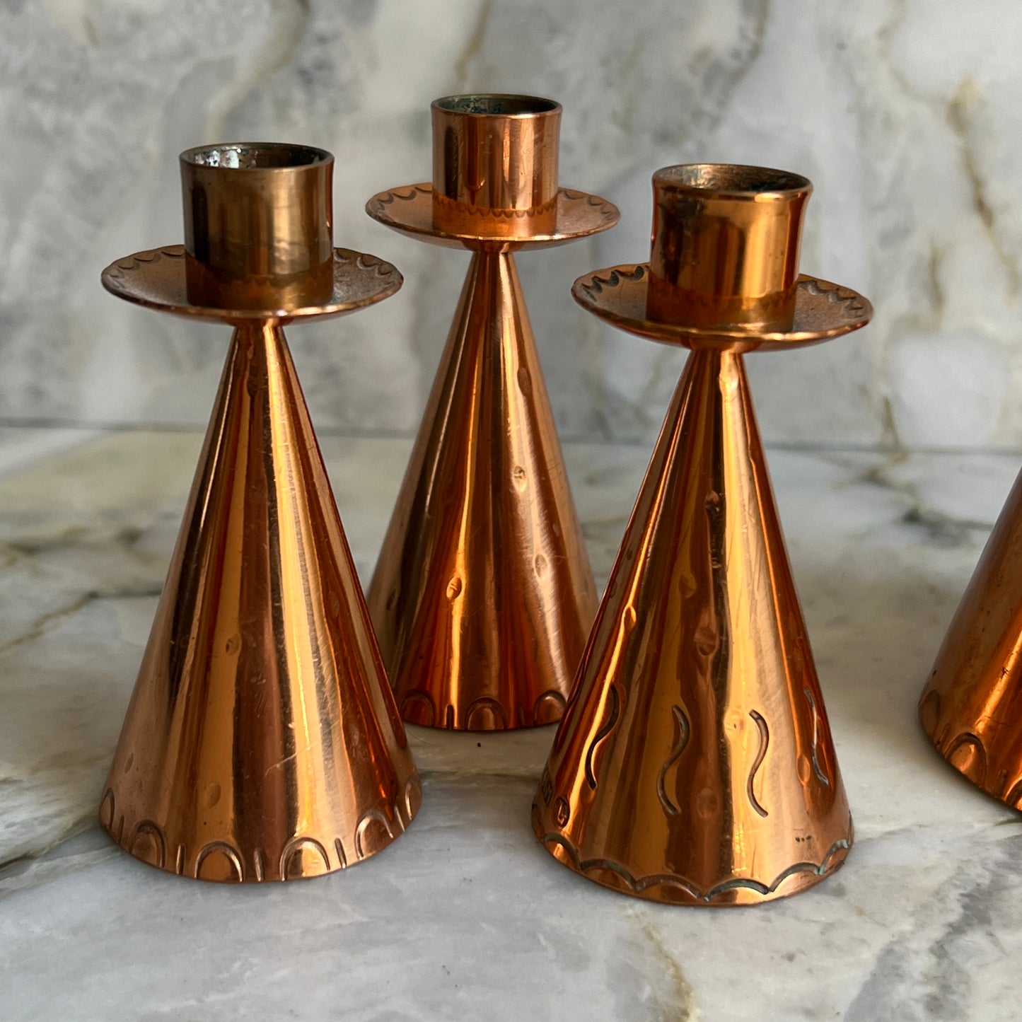 Set of Danish Copper Candle Holders, 1970s