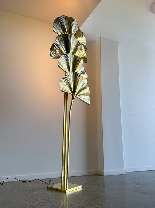 Italian Brass Ginko Leave Floor Lamp