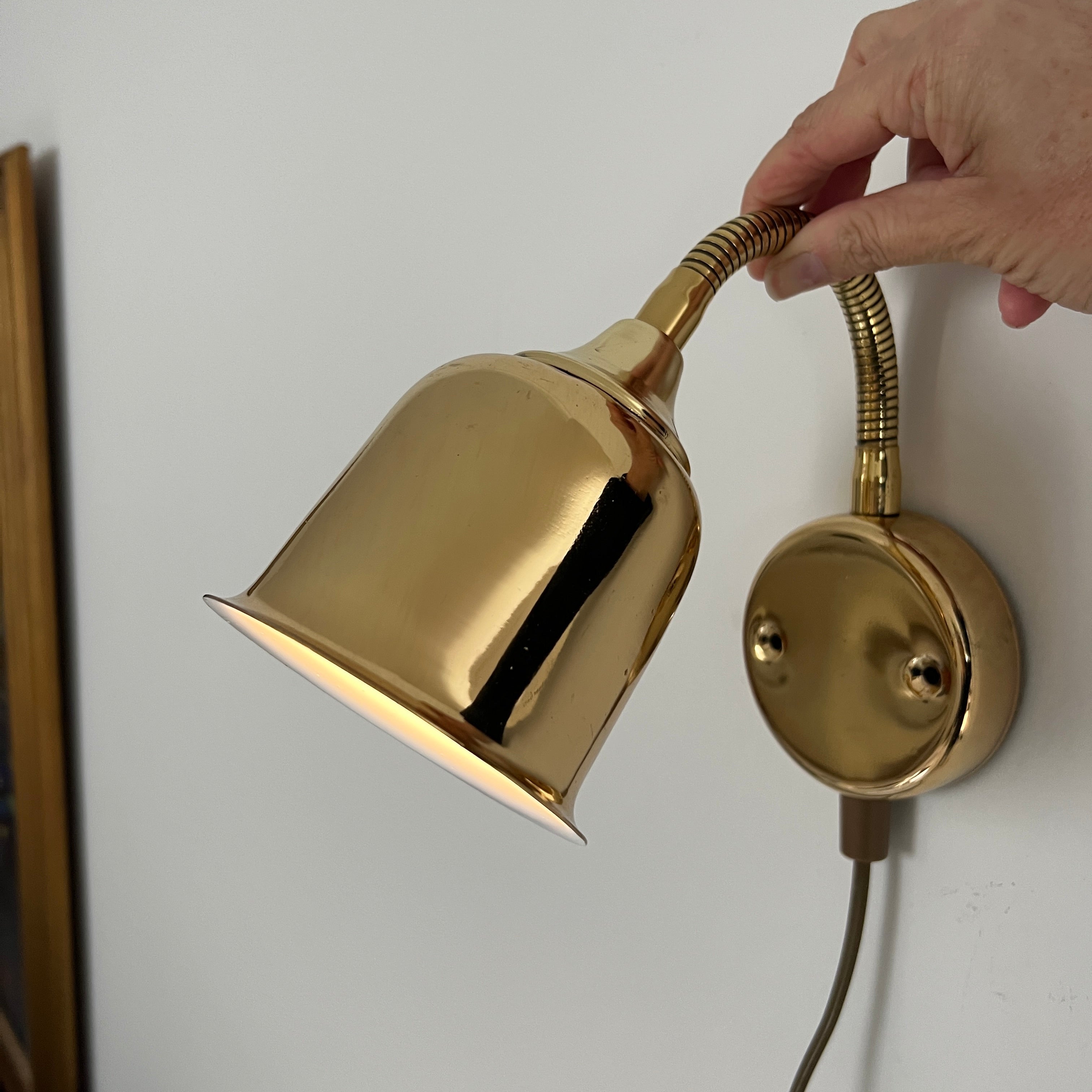 Brass reading deals wall light