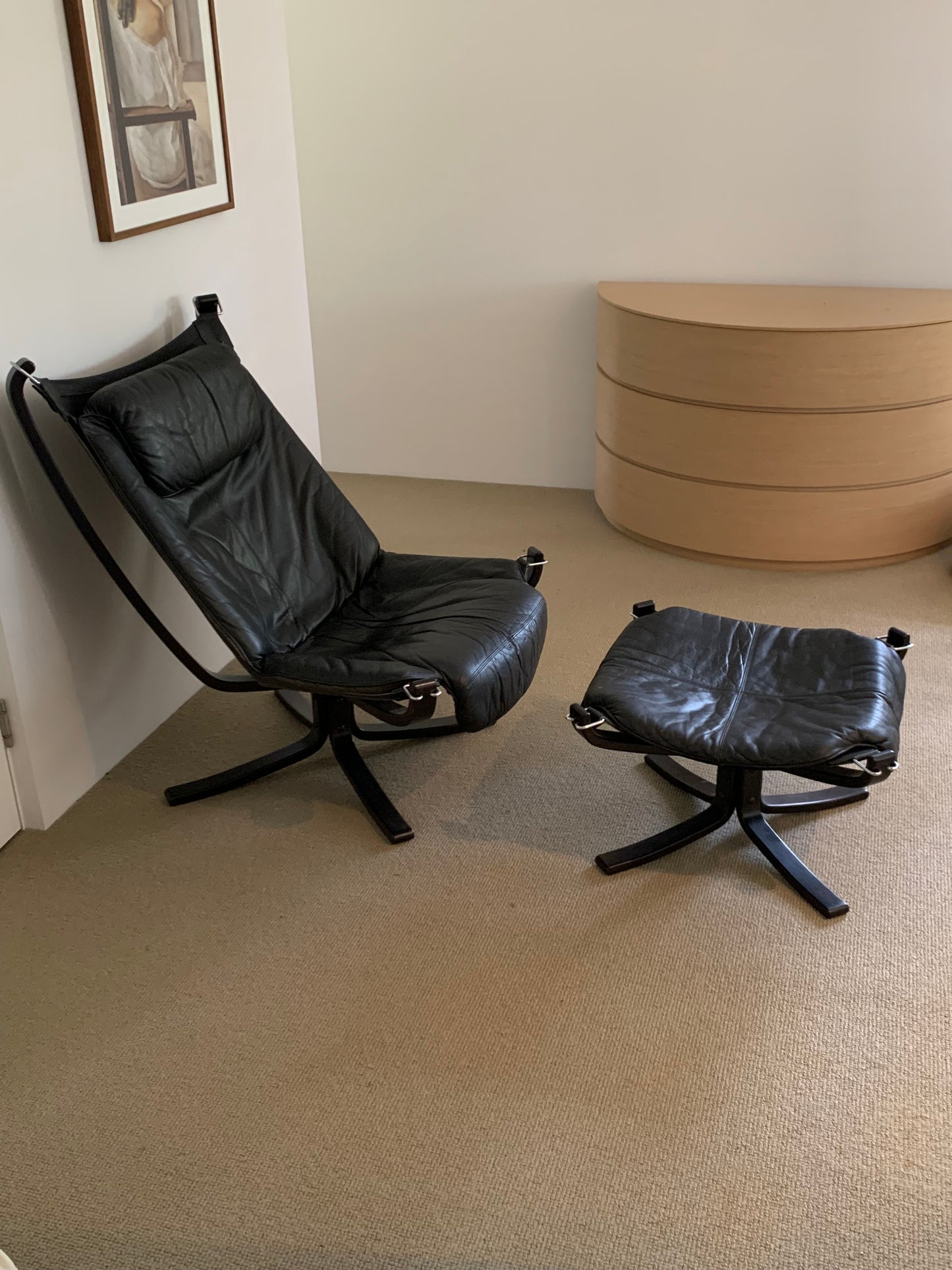 Vintage Danish Modern Falcon Lounge Chair & Ottoman by Sigurd Ressell for Vatne Mobler