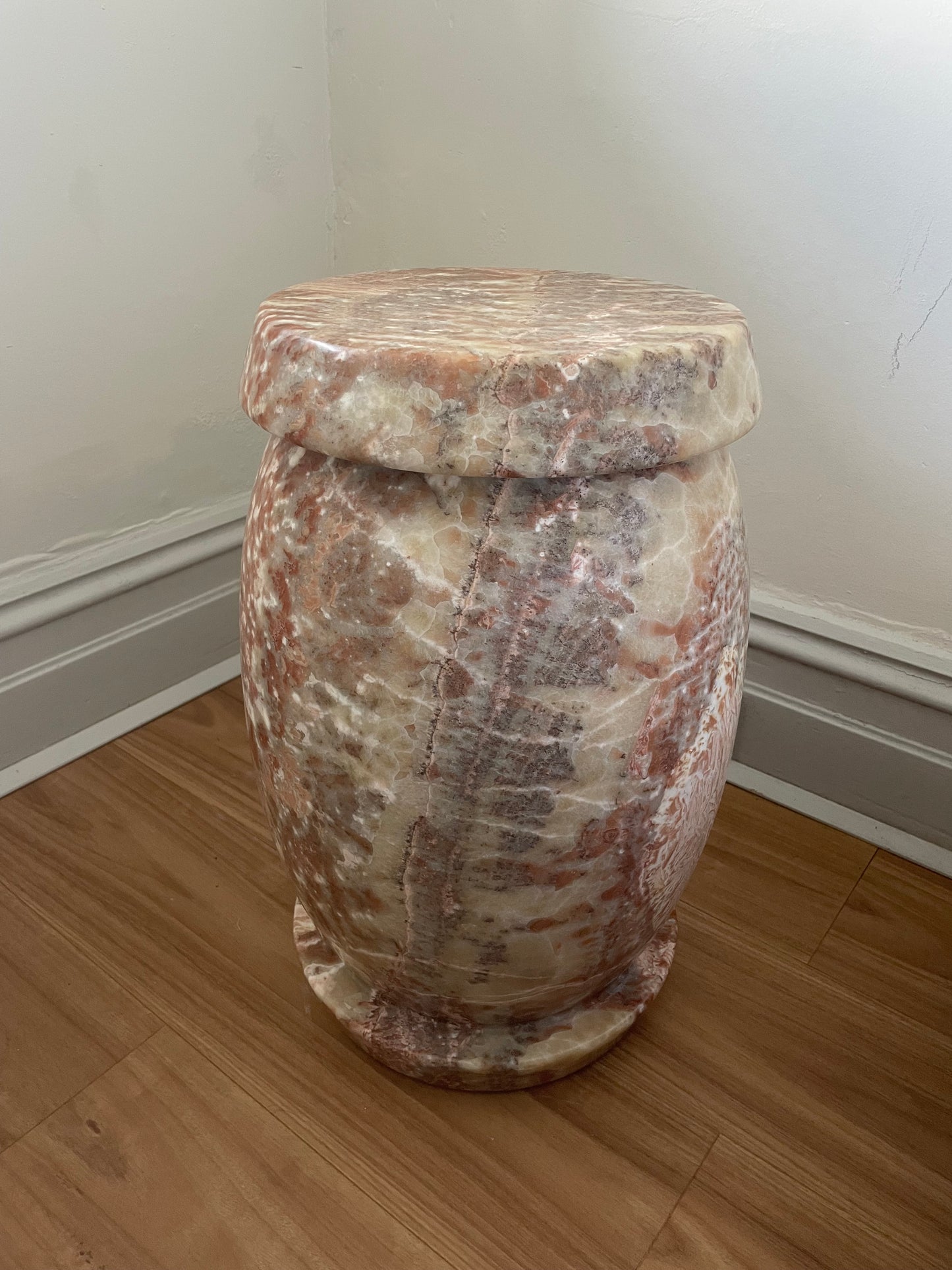 Pink Marble Onyx Stools - Two Available