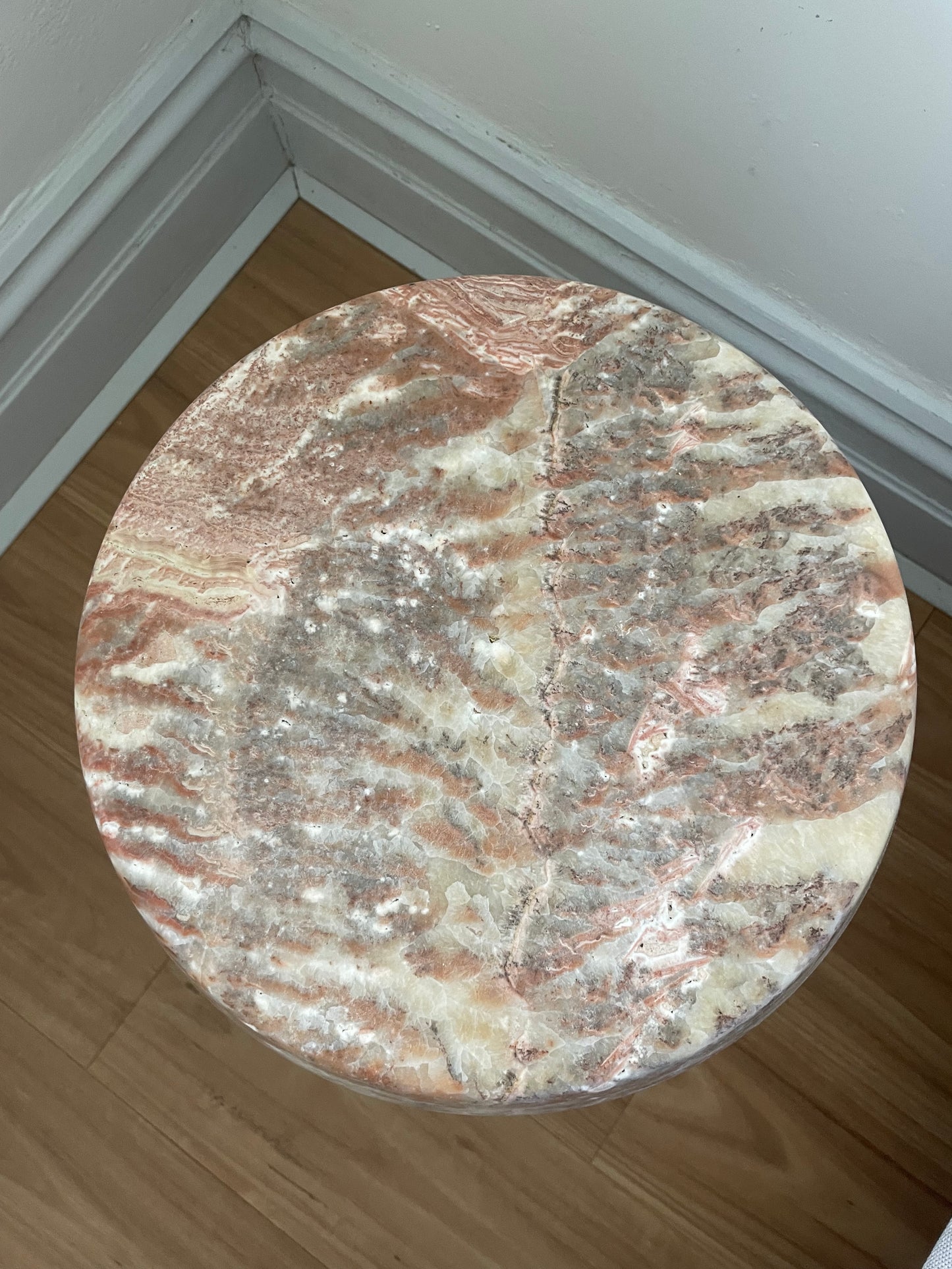 Pink Marble Onyx Stools - Two Available