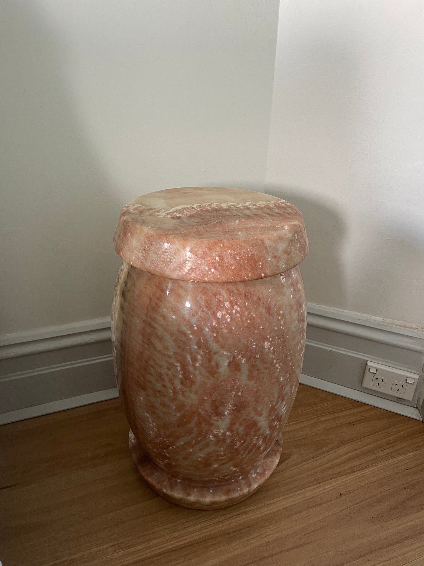 Pink Marble Onyx Stools - Two Available