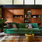 Green Velvet Retro Sofa - Four Seater