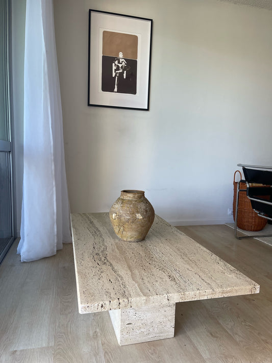 - Vintage Unfilled Travertine Coffee Table