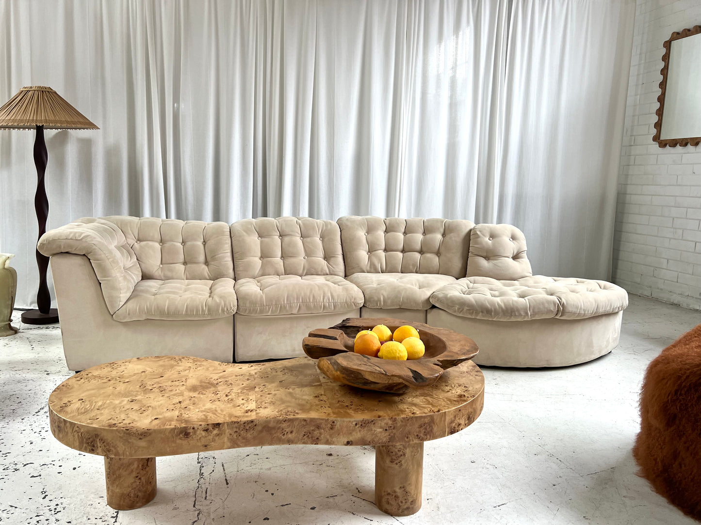 Vintage Curved Modular Sofa