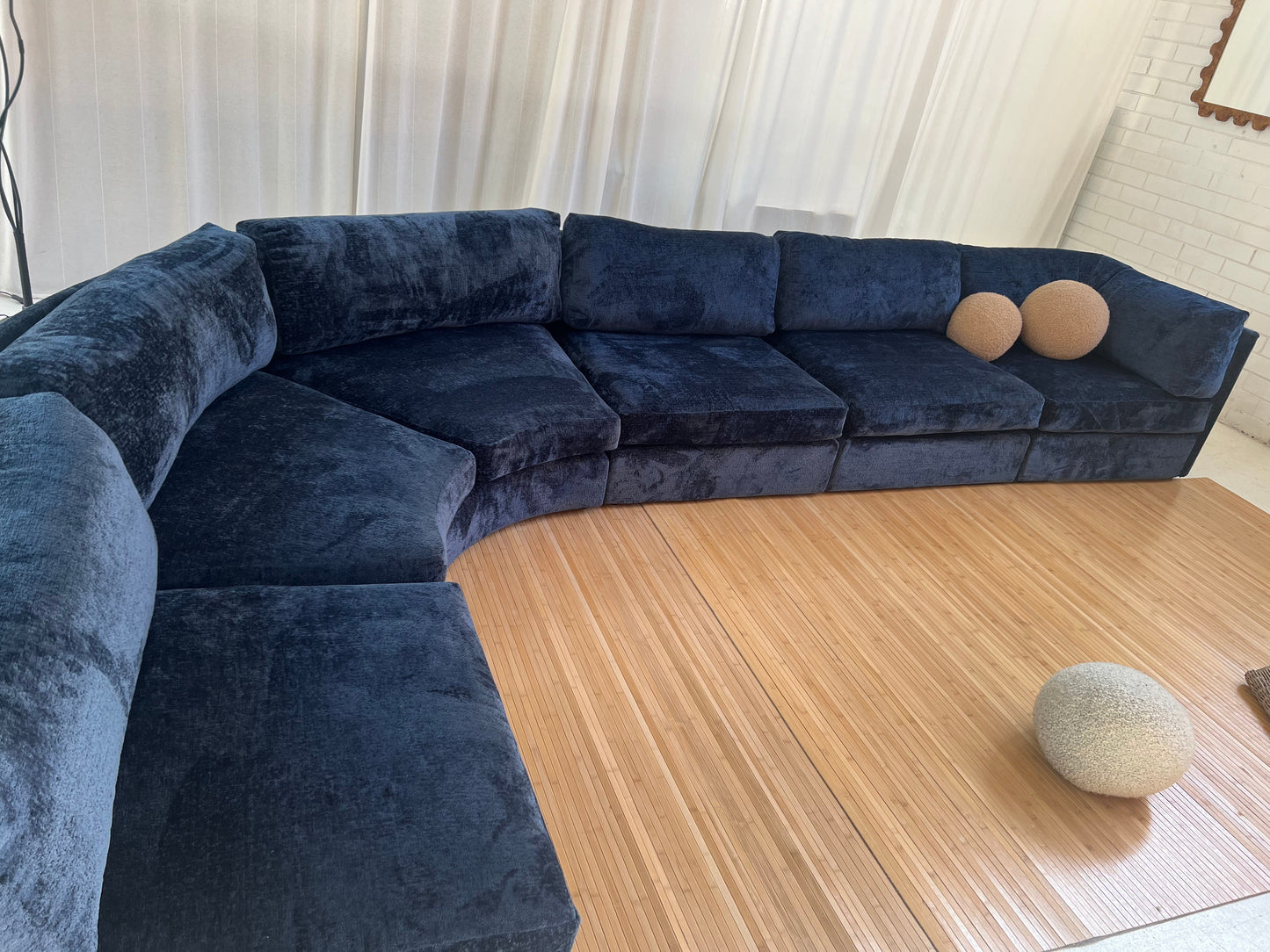 Bespoke Curved Navy Chenille Modular Sofa