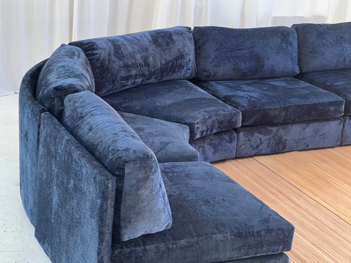 Bespoke Curved Navy Chenille Modular Sofa