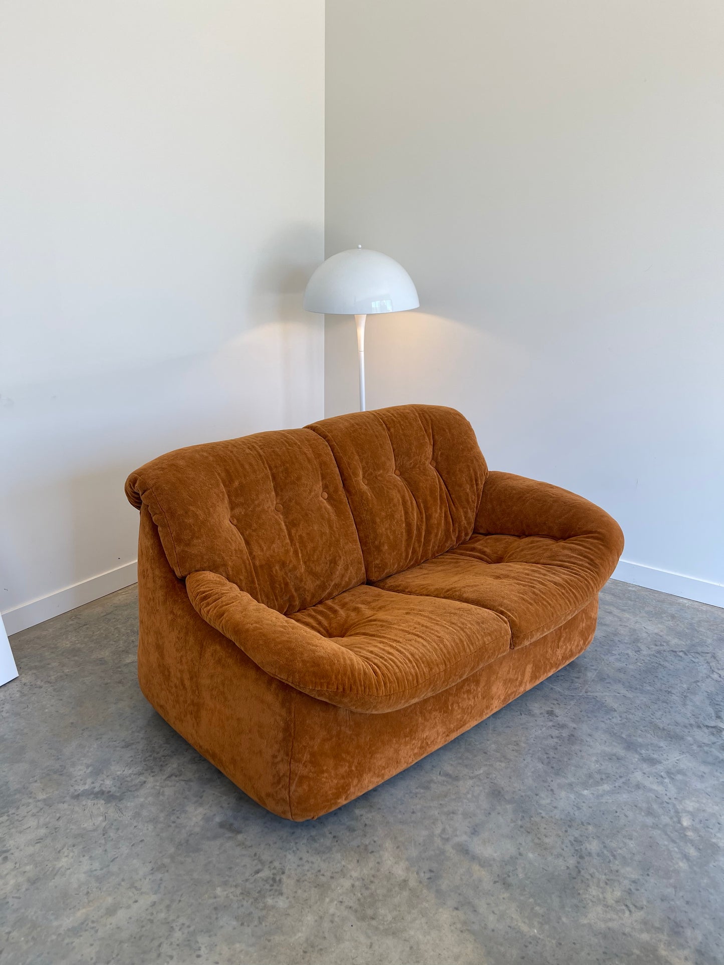 Vintage Burnt Orange Two Seater Sofa