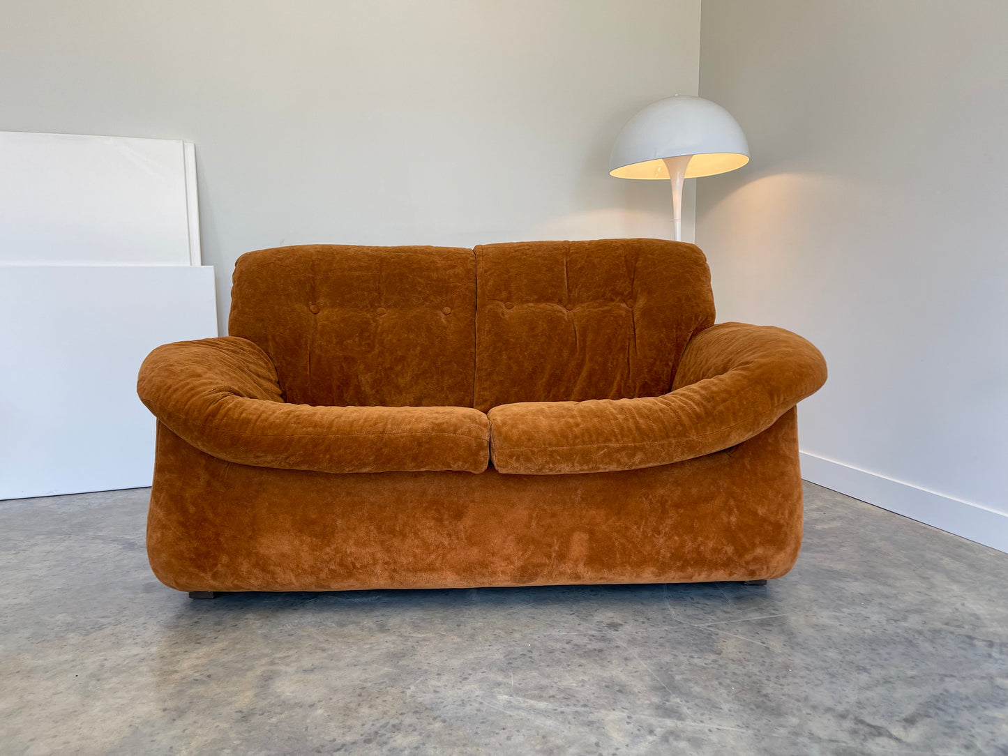 Vintage Burnt Orange Two Seater Sofa