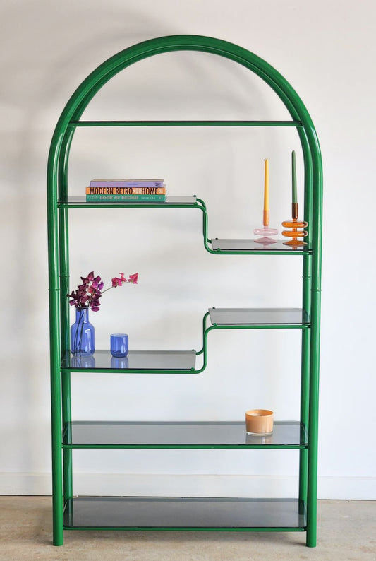 - Vintage Curved Green Bookshelf