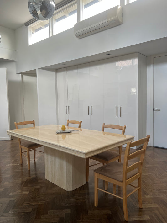 - Vintage Travertine Dining Table