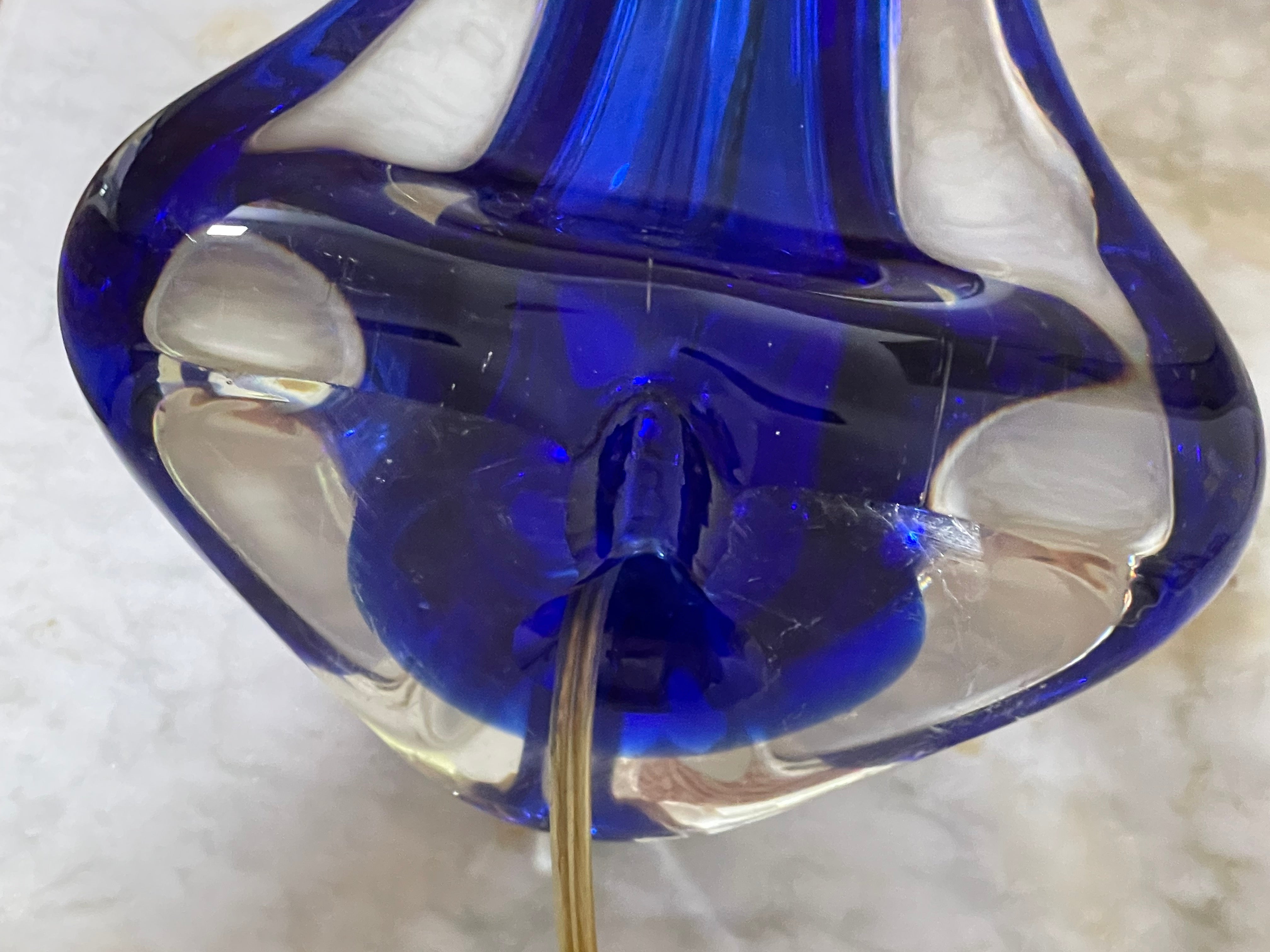 Vintage blue store glass lamp shade