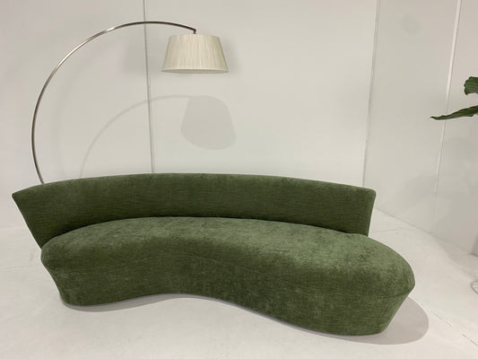 - Vintage Curved Moss Green Sofa