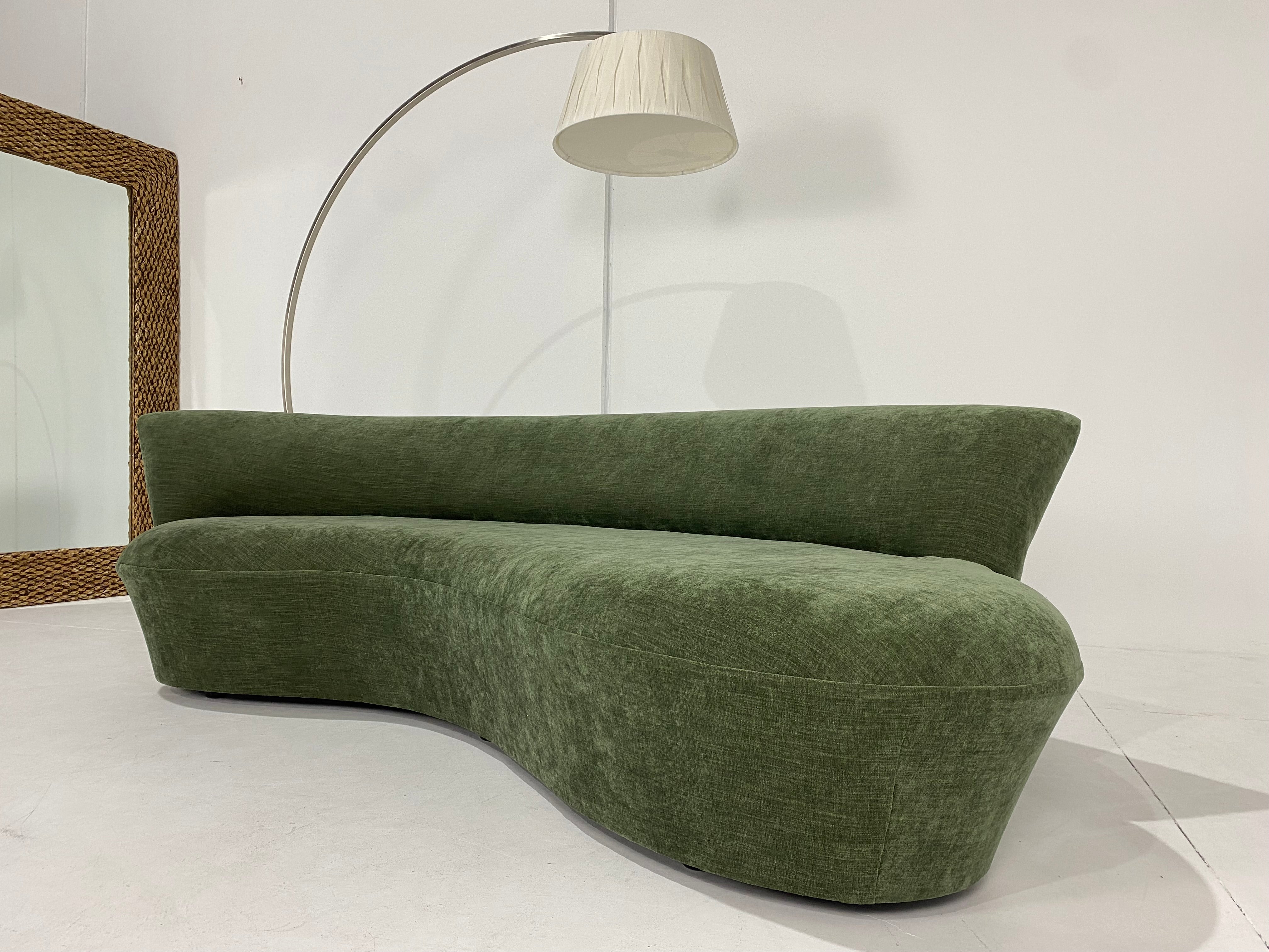 Green curved store sofa