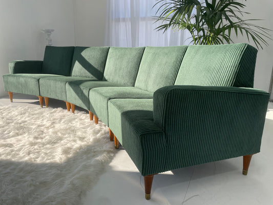 - Green Corduroy Mid Century Corduroy Sofa Set