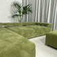 - Green Jumbo Corduroy Four Piece Modular Sofa