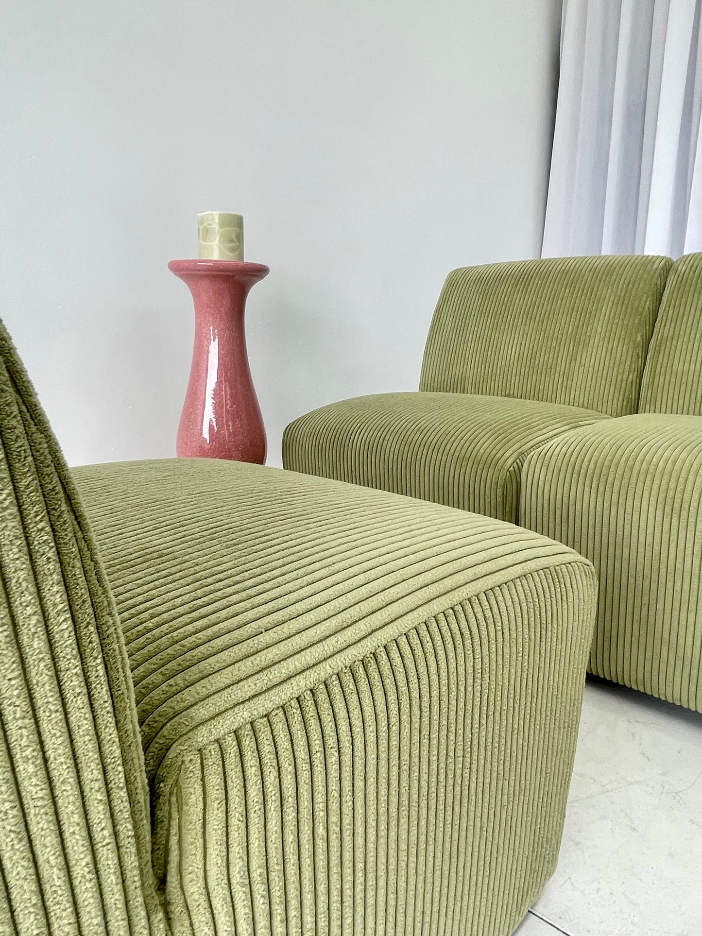 - Green Corduroy Lounge Chair - Four Available