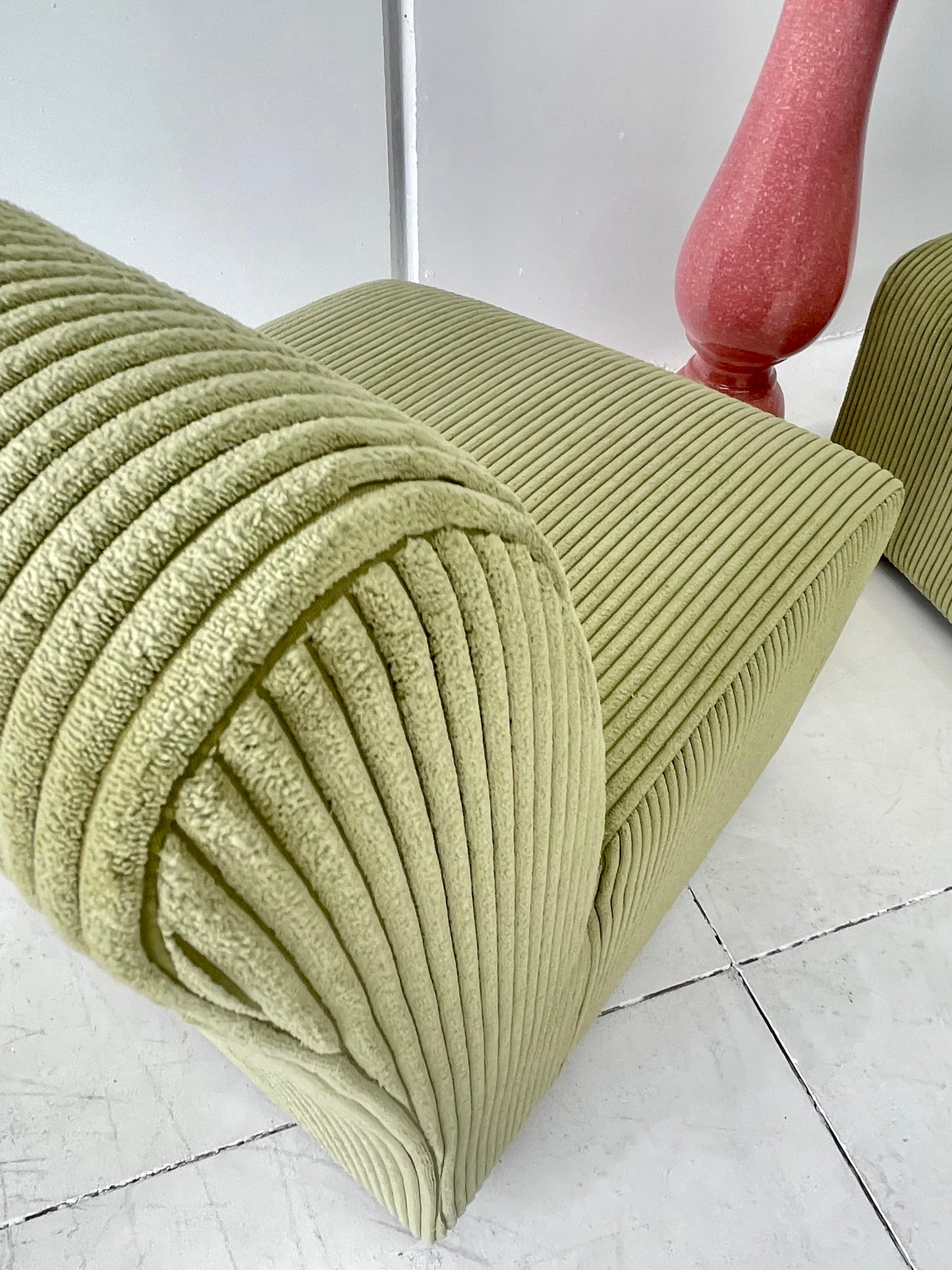 - Green Corduroy Lounge Chair - Four Available