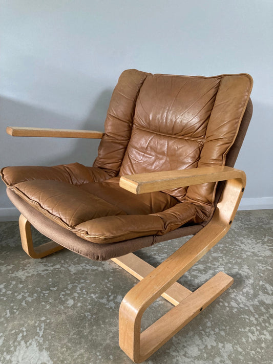 - Ingmar Relling for Westnofa Leather Lounge Chair - Two Available