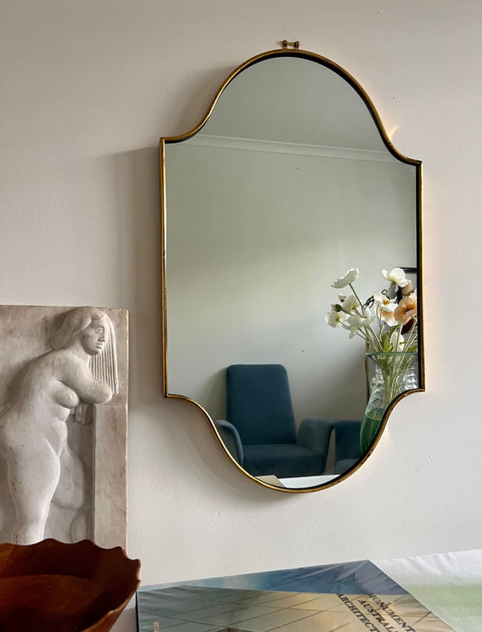 1950s Italian Brass Mirror - “Biscotto” – Curated Spaces