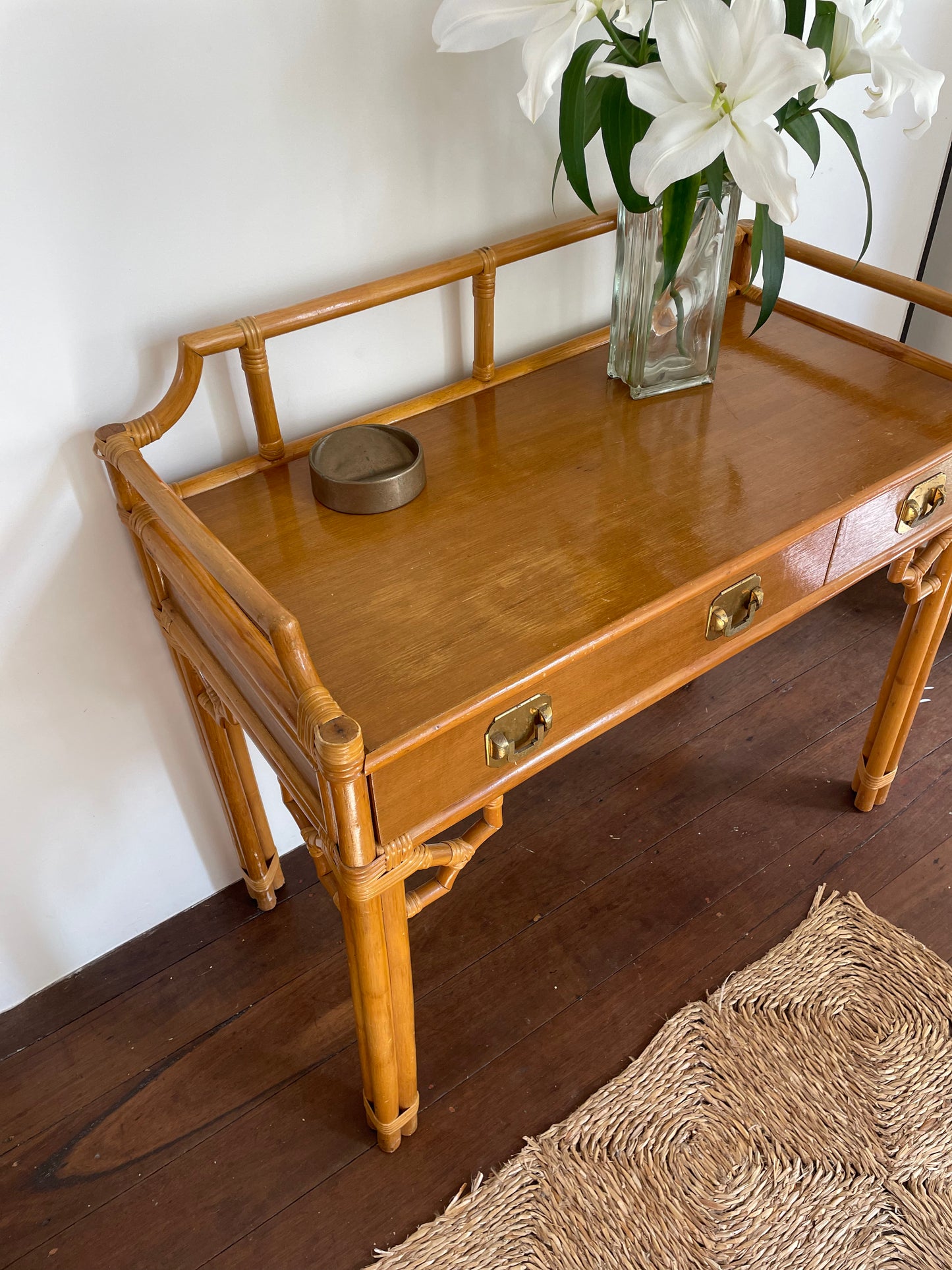 Vintage Cane Console or Desk