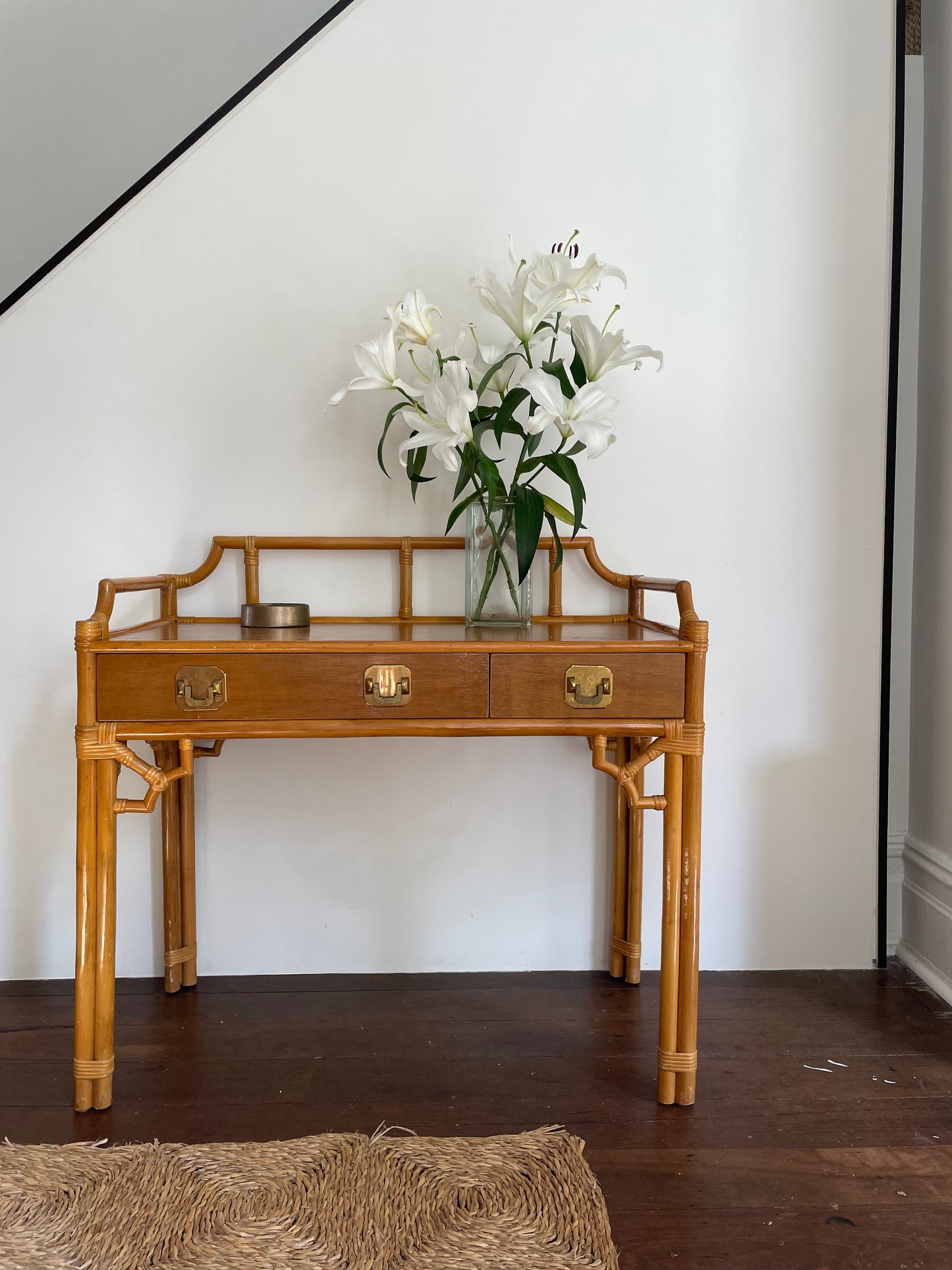 Vintage Cane Console or Desk